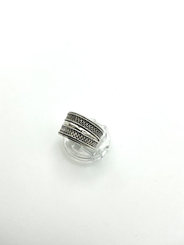 Vintage Sterling Silver Patterned Band Ring – Size R ½ – 3.9g - Image 10