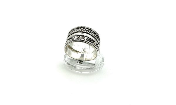 Vintage Sterling Silver Patterned Band Ring – Size R ½ – 3.9g - Image 9