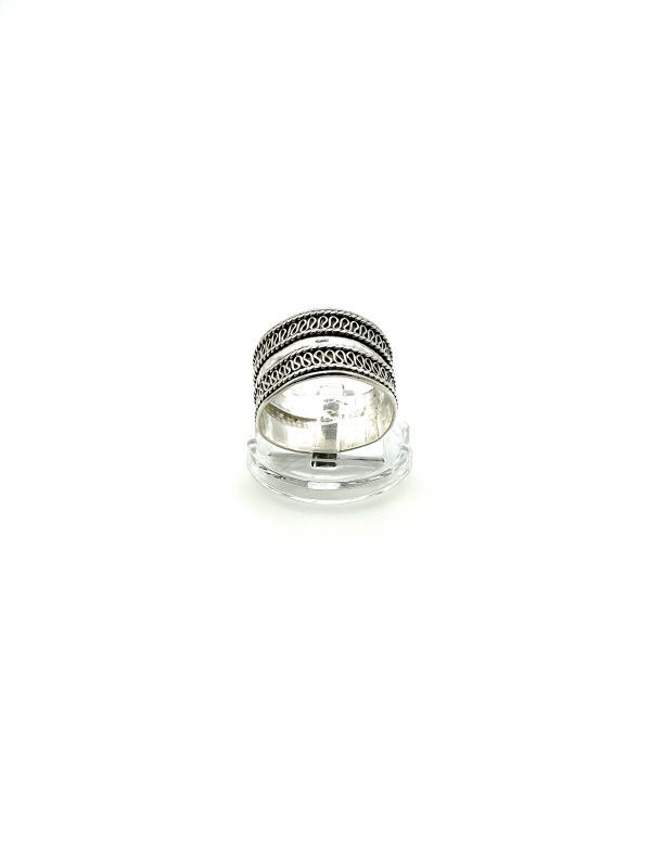 Vintage Sterling Silver Patterned Band Ring – Size R ½ – 3.9g - Image 8