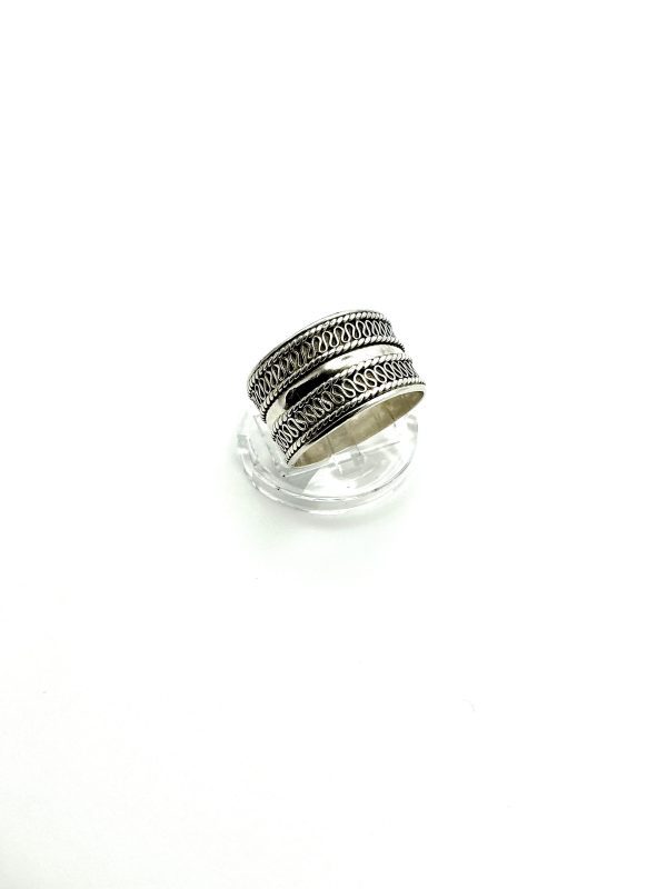 Vintage Sterling Silver Patterned Band Ring – Size R ½ – 3.9g - Image 6