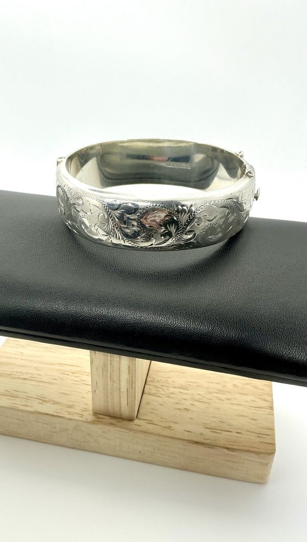 Vintage 1969 Sterling Silver Engraved Bangle – RPH Jewellery, Birmingham – 28.4g - Image 9
