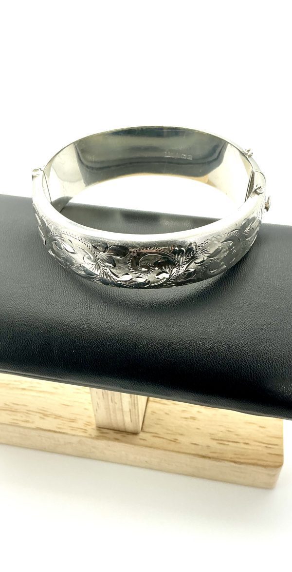 Vintage 1969 Sterling Silver Engraved Bangle – RPH Jewellery, Birmingham – 28.4g - Image 10