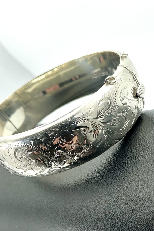 Vintage 1969 Sterling Silver Engraved Bangle – RPH Jewellery, Birmingham – 28.4g - Image 14