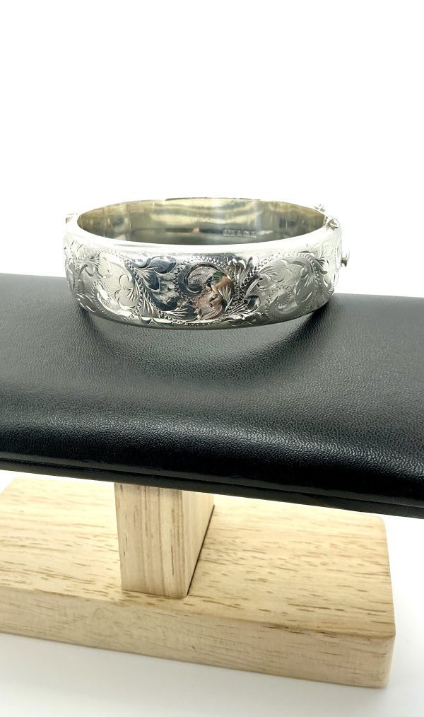 Vintage 1969 Sterling Silver Engraved Bangle – RPH Jewellery, Birmingham – 28.4g - Image 13