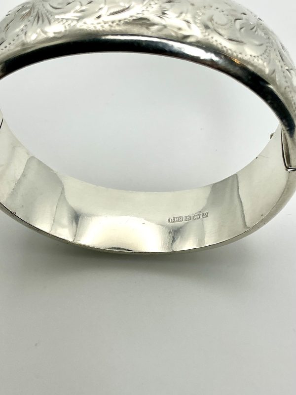 Vintage 1969 Sterling Silver Engraved Bangle – RPH Jewellery, Birmingham – 28.4g - Image 12