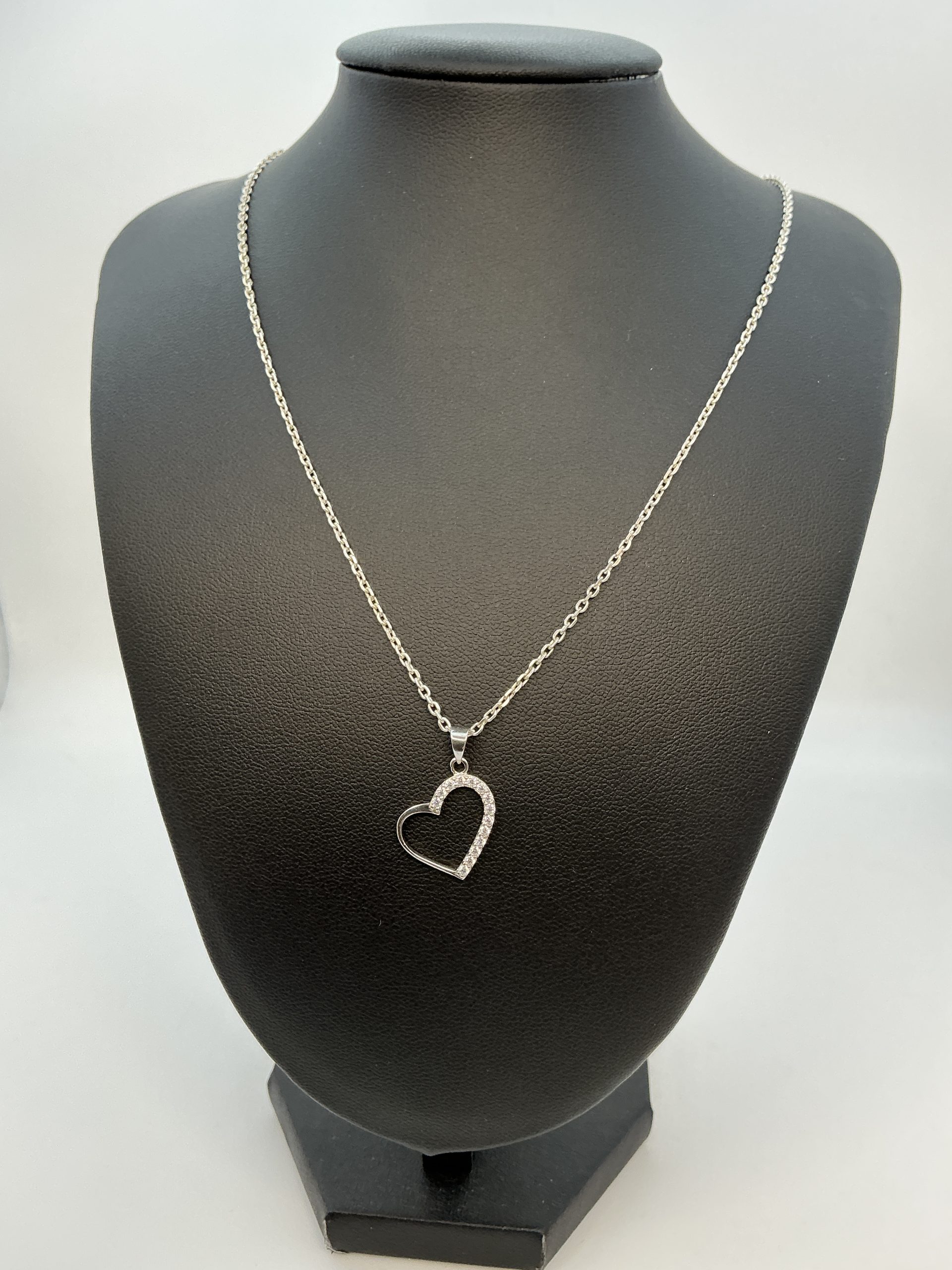 925 Sterling Silver Open Heart Necklace with CZ Accents – 16 Inch – 3.57g - Image 6