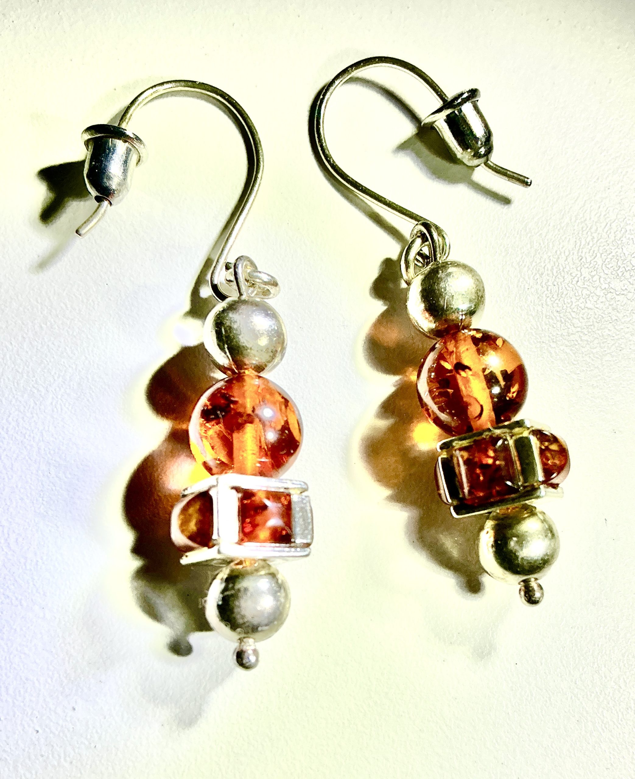 Sterling silver amber drop earrings - Image 5