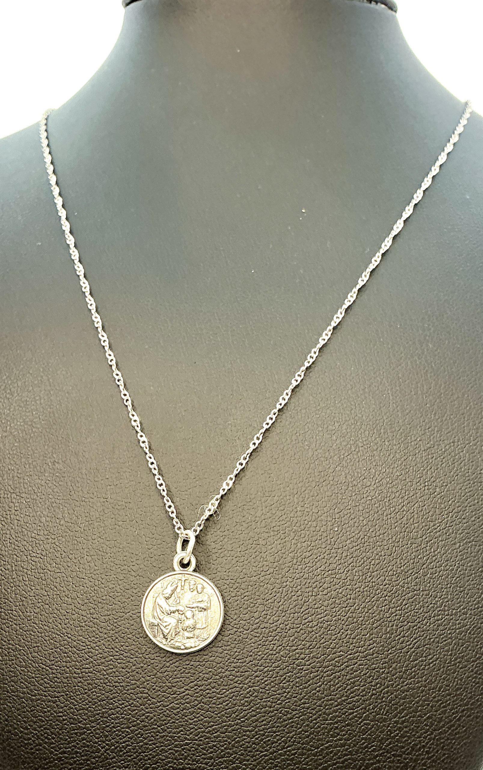 Sterling Silver 925 Baptism Pendant Necklace – 18", 2.61g, 7mm - Image 3
