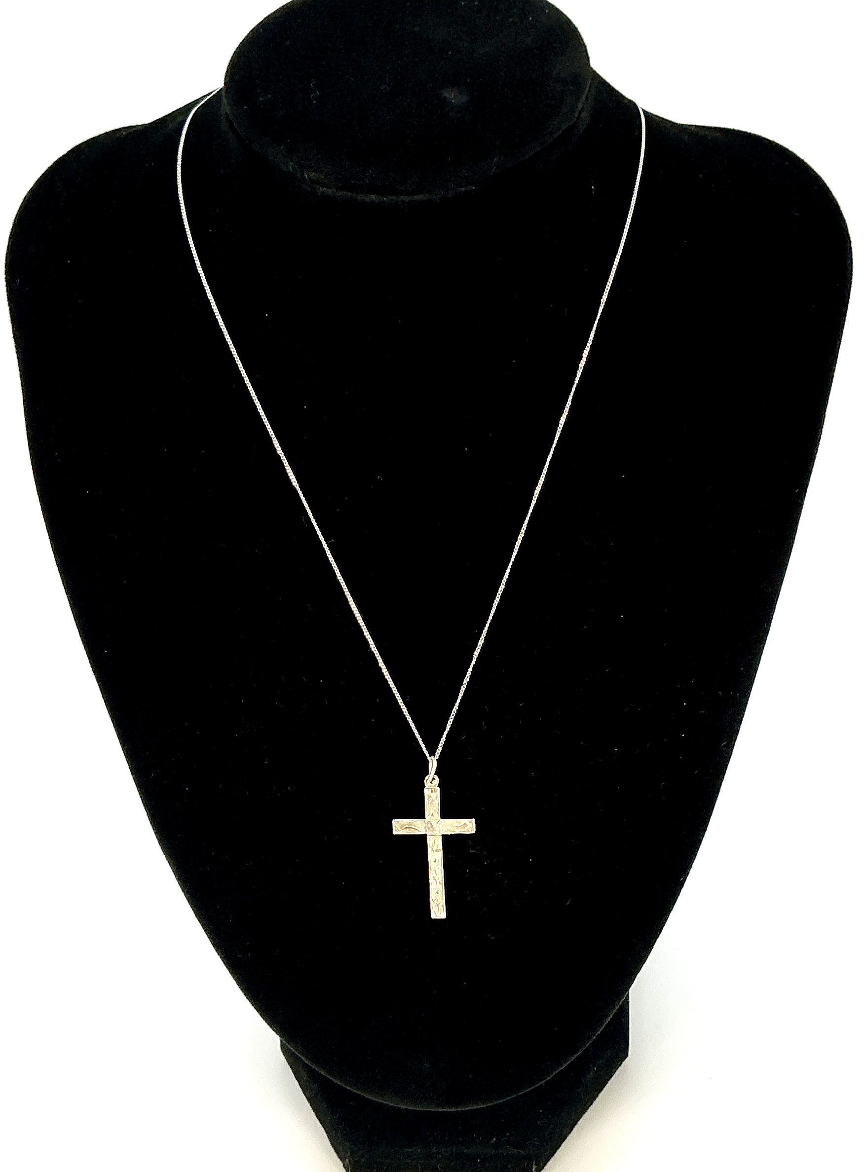 925 Sterling Silver Cross Pendant Necklace – 18" Fine Chain – 3.03g - Image 3