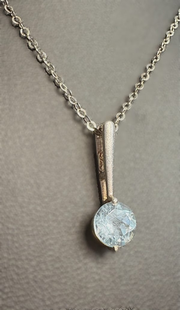 Fine Sterling silver necklace with aquamarine silver pendant. - Image 3