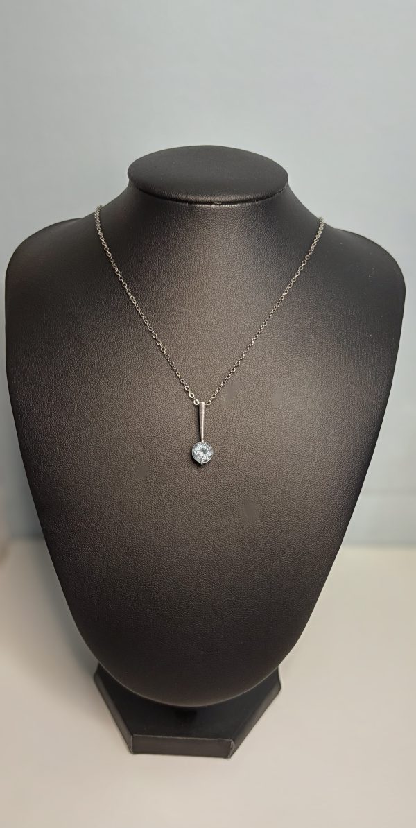 Fine Sterling silver necklace with aquamarine silver pendant. - Image 2