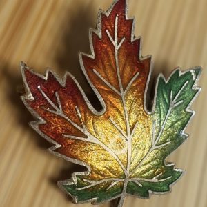 925 Sterling Silver Enamelled Leaf Brooch – 3.56g