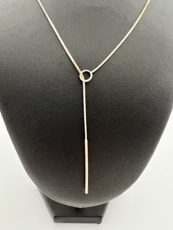 Silver Lariat Bar Necklace - Image 2