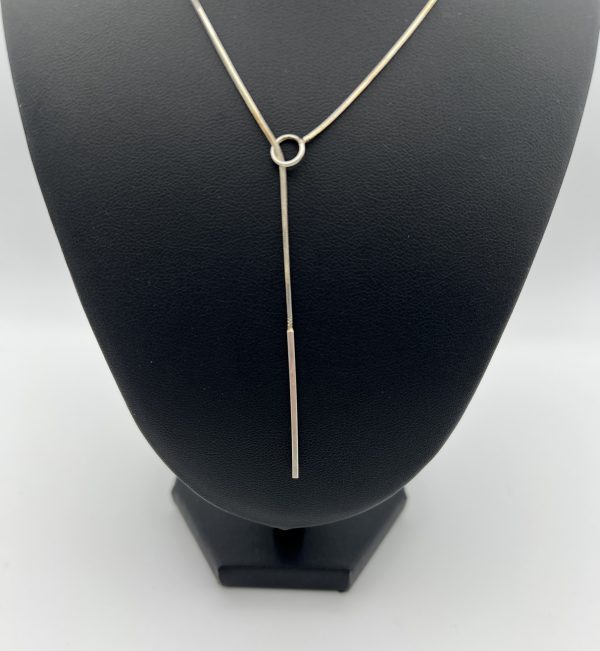 Silver Lariat Bar Necklace - Image 4