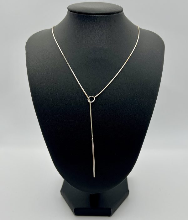 Silver Lariat Bar Necklace - Image 5