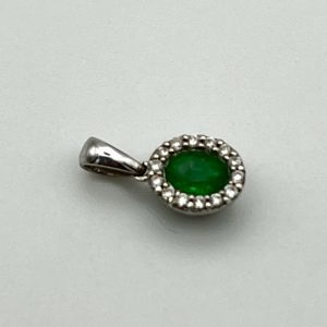 An emerald and diamond 18ct white gold pendant