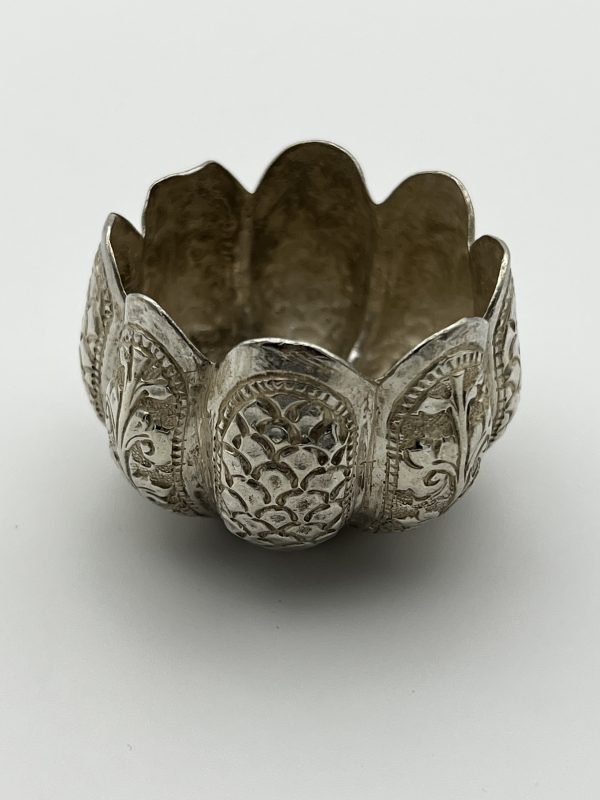 Small silver Lotus bowl, from the British Raj era. - Image 2