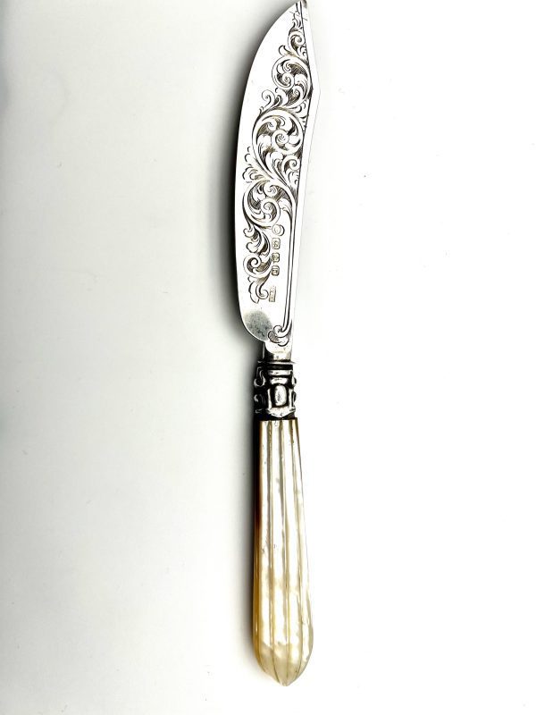 Silver and mother-of-pearl butter knife