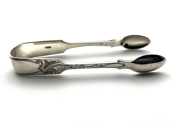Antique 1890 Sterling Silver Sugar Tongs by Adolphe Peter Roger – Guernsey Origin, London Assay, Collector’s Piece - Image 4