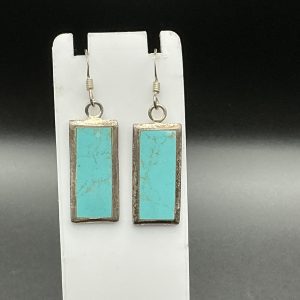 Sterling silver rectangular turquoise drop earrings