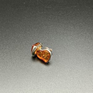 Sterling silver Amber heart shaped studs