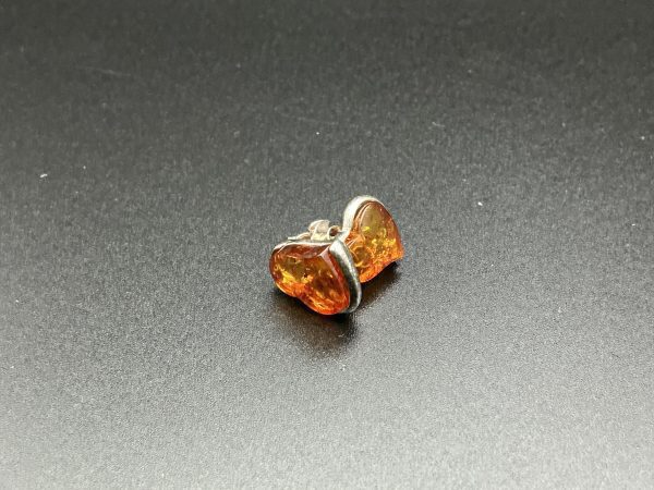 Sterling silver Amber heart shaped studs - Image 3