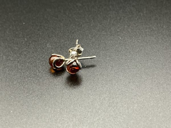 Small sterling silver amber studs - Image 2
