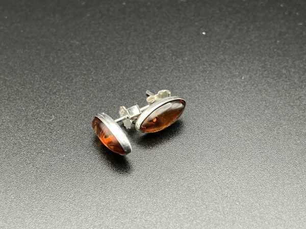 Sterling silver oval amber studs - Image 2