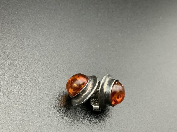 Silver and Amber studs