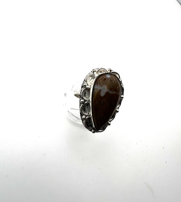 Natural Coffee Jasper Ring In 925 Sterling Silver - Image 4