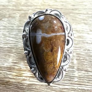 Natural Coffee Jasper Ring In 925 Sterling Silver
