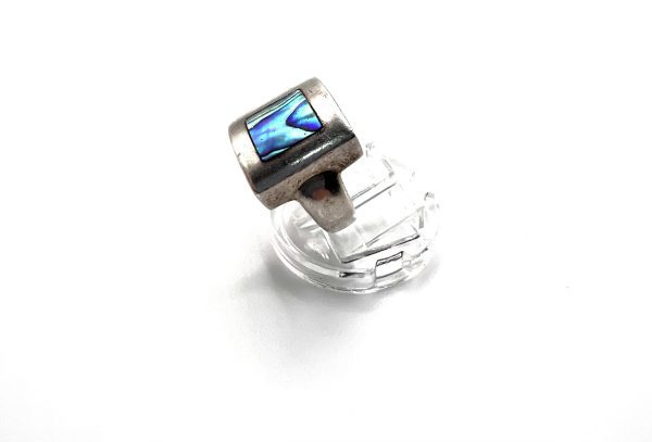 925 Sterling Silver Statement Ring with Natural Abalone Inlay – Size K – 5.5g - Image 3
