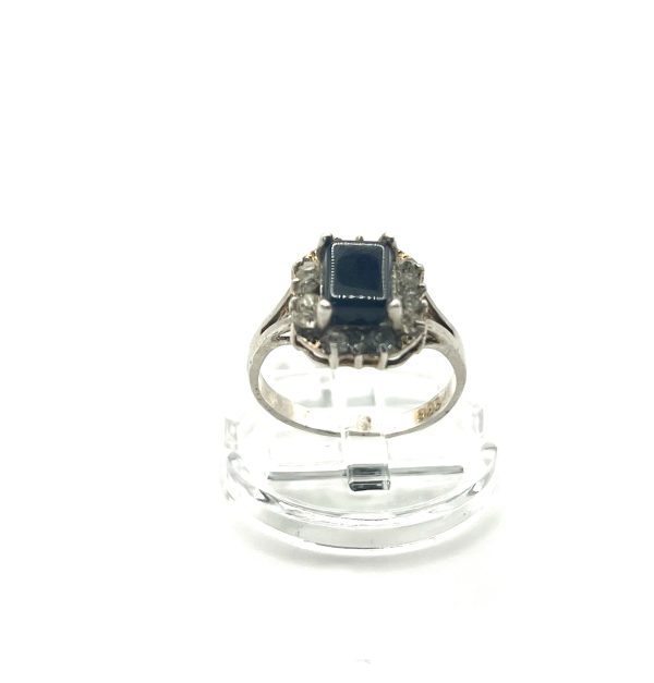 Vintage art deco onyx and Diamante silver ring - Image 3