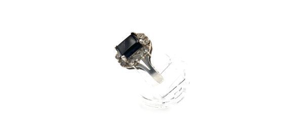 Vintage art deco onyx and Diamante silver ring - Image 2