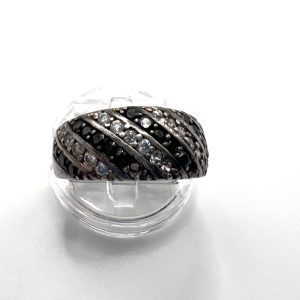Silver black Onyx Diamante ring