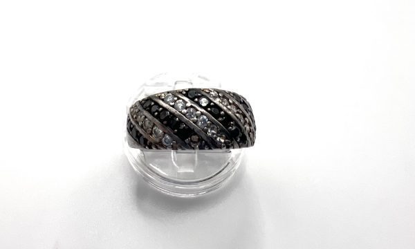 Silver black Onyx Diamante ring
