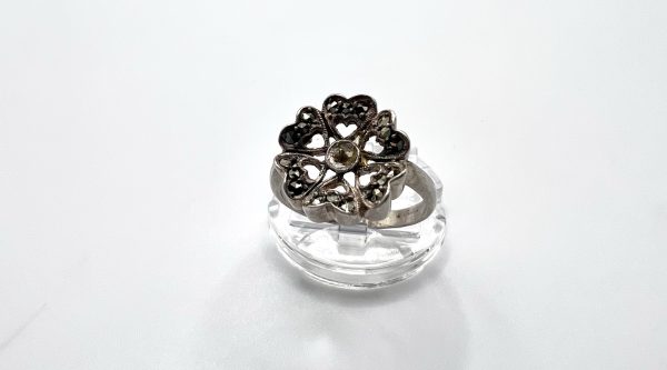 Vintage silver and Marcasite flower ring