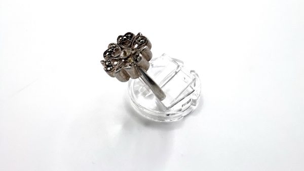Vintage silver and Marcasite flower ring - Image 4