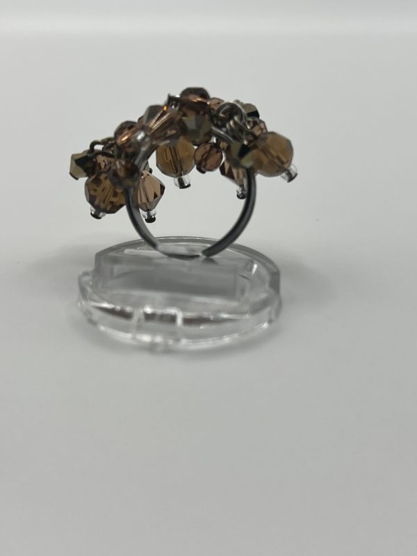 Vintage Champagne Aurora Borealis silver ring