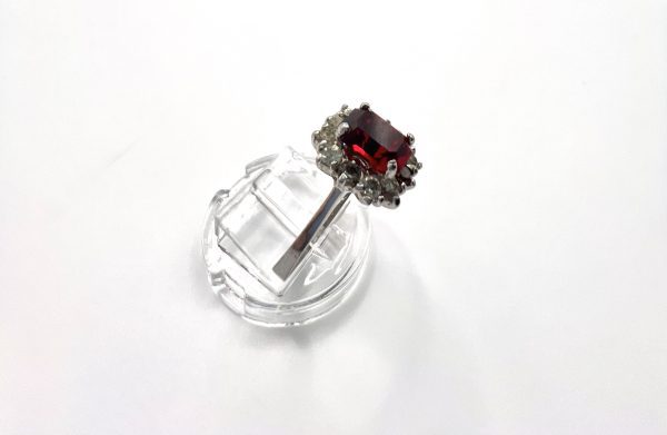 Silver ring with red and white stones - Image 3