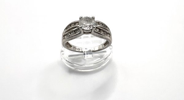 Silver engagement style ring with Diamante Stones - Image 2