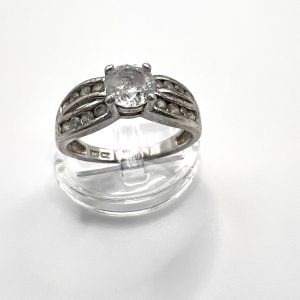 Silver engagement style ring with Diamante Stones