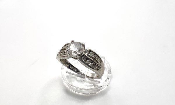 Silver engagement style ring with Diamante Stones - Image 3