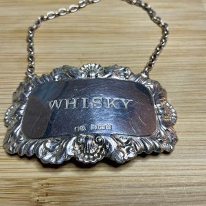 Sterling silver whiskey decanter label