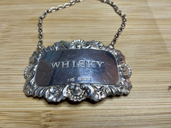 Sterling silver whiskey decanter label