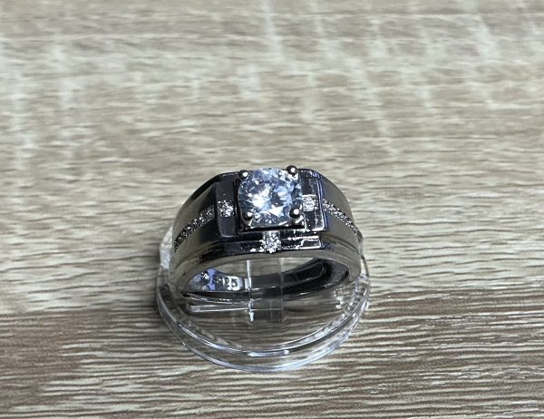 Chunky Silver men’s ring set with cubic zirconia - Image 4
