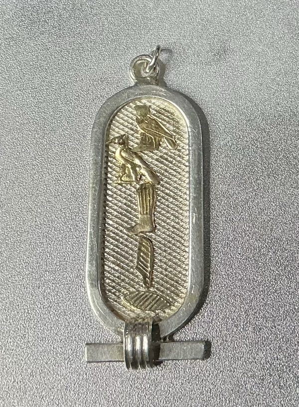 Silver and gold hieroglyph pendant