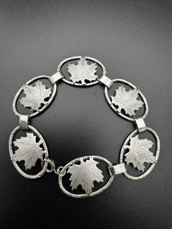 3 inch sterling silver maple leaf bracelet - Image 2