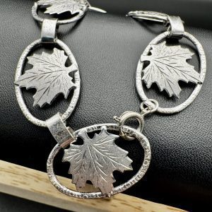 3 inch sterling silver maple leaf bracelet