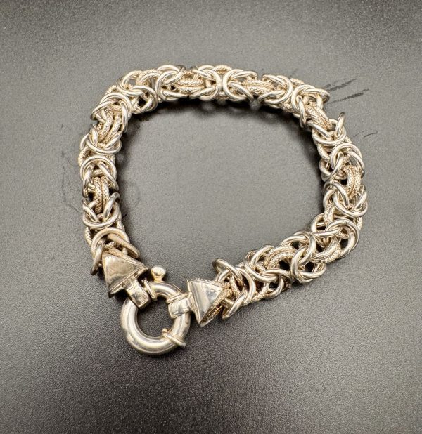 Heavy Sterling Silver Byzantine Bracelet – 28.2g – 8 Inch – Sheffield Hallmark by IBMB